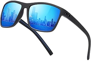 TURBOPEP Polarized Sunglasses for Men and Women Square Sun Glasses UV400 Protection Lightweight Frame