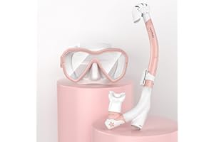 LUXPARD Kids Snorkel Set, Snorkeling Gear for Kids, Anti-Fog Panoramic View Snorkel Mask and Anti-Leak Dry Snorkel Tube, Snorkel Kit Bag Included