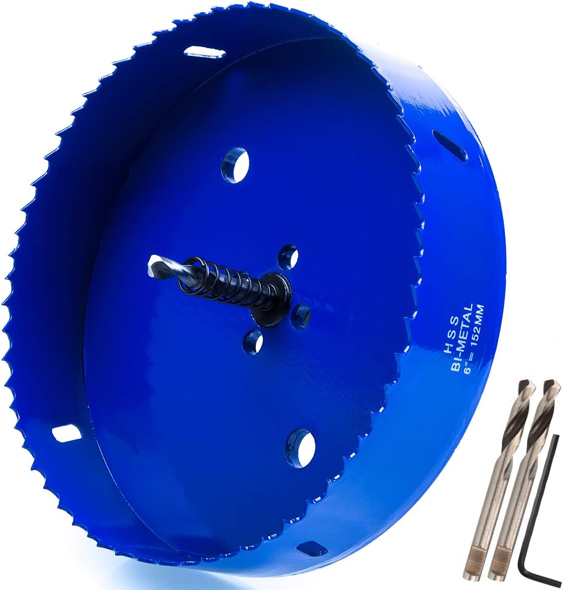 Eliseo 6 inch 152 mm Hole Saw Blade for Cornhole Boards/Corn Hole Drilling Cutter & Hex Shank Drill Bit Adapter for Cornhole Game/Carbon Steel & BI-Metal Heavy Duty Steel (Blue): Home Improvement