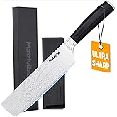 MATRLVIBE Nakiri Knife - 7” Razor Sharp Vegetable Cleaver, High Carbon Steel Kitchen Knife,Multipurpose Japanese Chef Knife for Meat Chopping with Premium Pakkawood Handle, Gift box and Sheath