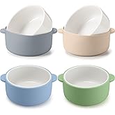 Domensi 4 Sets Kids Porcelain Bowls with Removable Silicone Sleeve 2-in-1 Porcelain Toddler Bowls Microwave Dishwasher Safe Cereal Snack Soup Dishes for Baby Children Feeding Supplies (Morandi Colors)