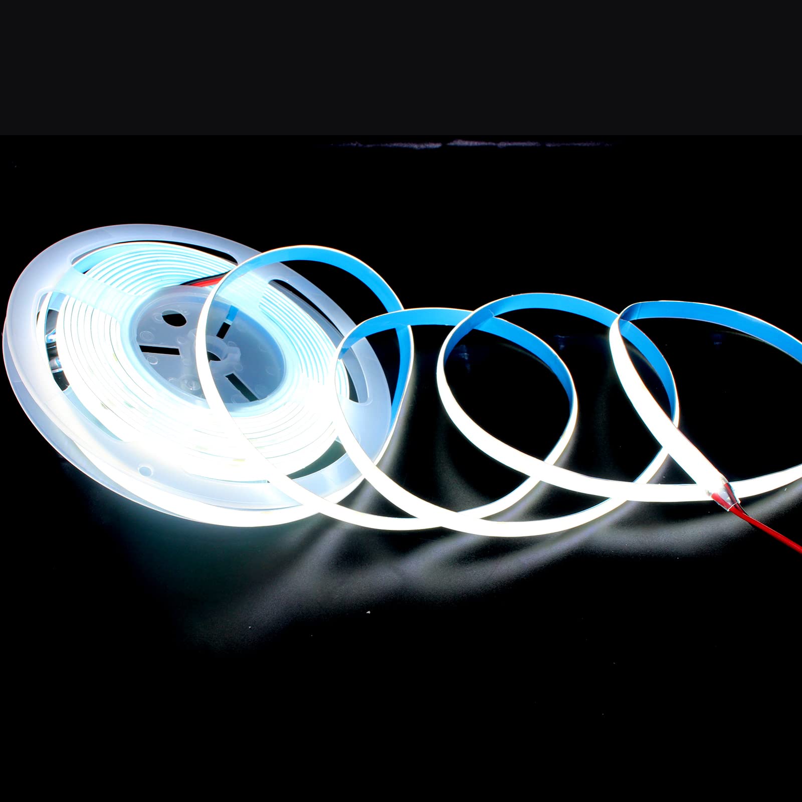 Boarda Waterproof COB LED Strip,24V 480 LEDs/m IP65 Flexible COB Led Lights, 5M CRI90+ Without dot 3000K/4000K/6000K LED Tape Light for Home, Bedroom, Kitchen,DIY Project (No-Waterproof, CW-6000K)
