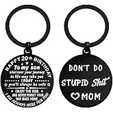 ENGZHI Son 20th Birthday Decorations for Men, 20 Year Old Boys Gift Ideas, 20 Year Old Birthday Gifts for Him Keychain