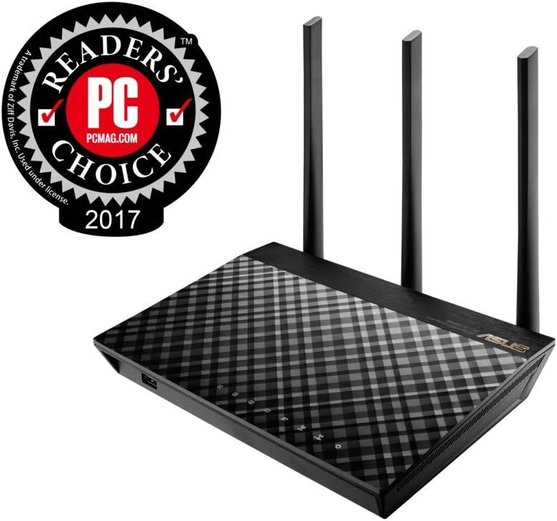 ASUS Dual-band 3x3 AC1750 Wifi 4-port Gigabit Router with speeds up to 1750Mbps & AiRadar to strengthens Wireless Connections via High-powered Amplification Beam-forming - 2x USB 2.0 Ports (RT-AC66U)