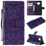 Samsung Note 9 Case,Galaxy Note 9 Wallet Case,Galaxy Note 9 Flip Case PU Leather Emboss Mandala SUN Flower Folio Magnetic Kickstand Cover with Card Slots for Samsung Galaxy Note 9 Purple