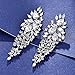 GULICX Shinning Cubic Zirconia Art Deco Leaf Drop Chandelier Dangle Earrings Bride Silver Plated Base