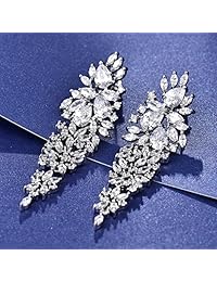 GULICX - Pendientes colgantes con circonita cúbica brillante y base chapada en plata