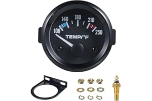Shkalacar Car 2" 52mm Digital Water Temp Gauge Blue LED Fahrenheit 100-250℉, 12V Coolant Temp Gauge with Sensor White LED Bac