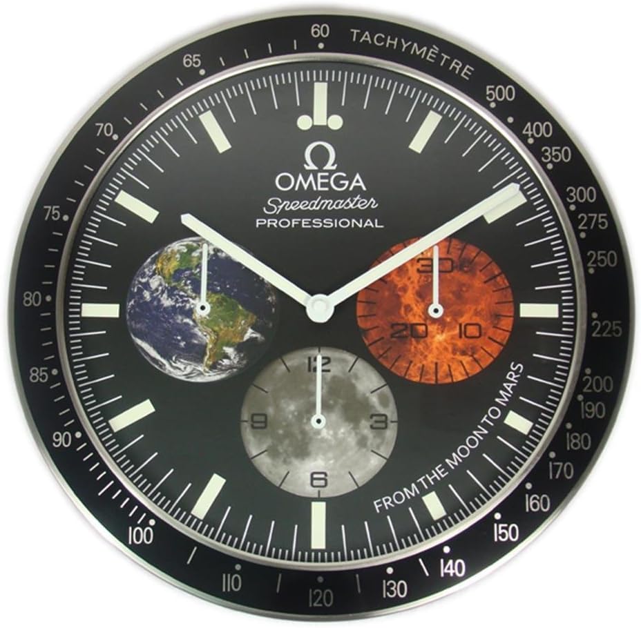 OMEGA Black Silent Luminous Sweep Wall Clock Amazon.co.uk Kitchen & Home