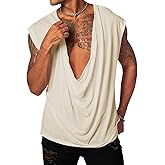 PASLTER Mens Tank Tops Sleeveless T Shirts Deep V Neck Loose Casual Summer Beach Basic Tank Shirts