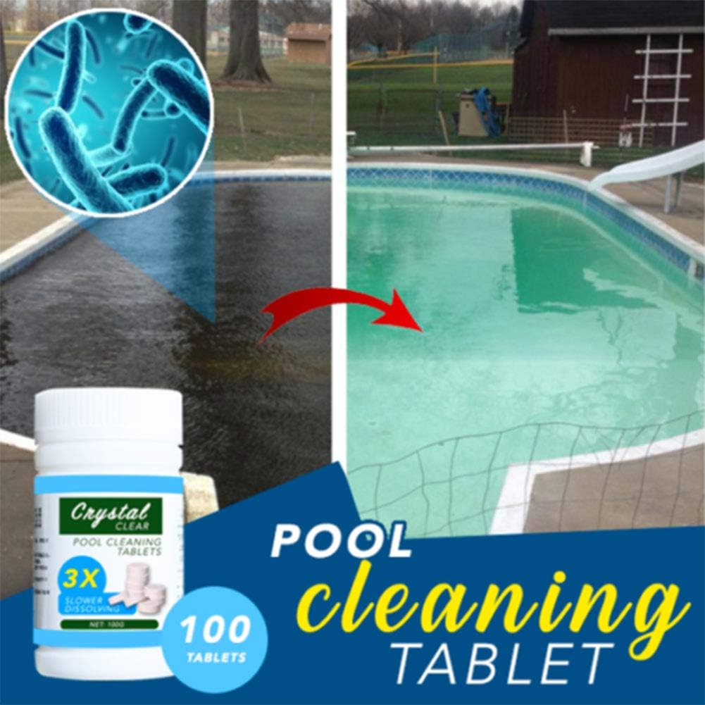LeSharp 100Pcs Pool Cleaning Tablet,Clear Balance Pool Maintenance Tablets,Effectively Guard Against Bacteria Blgae & Other Organisms,Effervescent Tablets