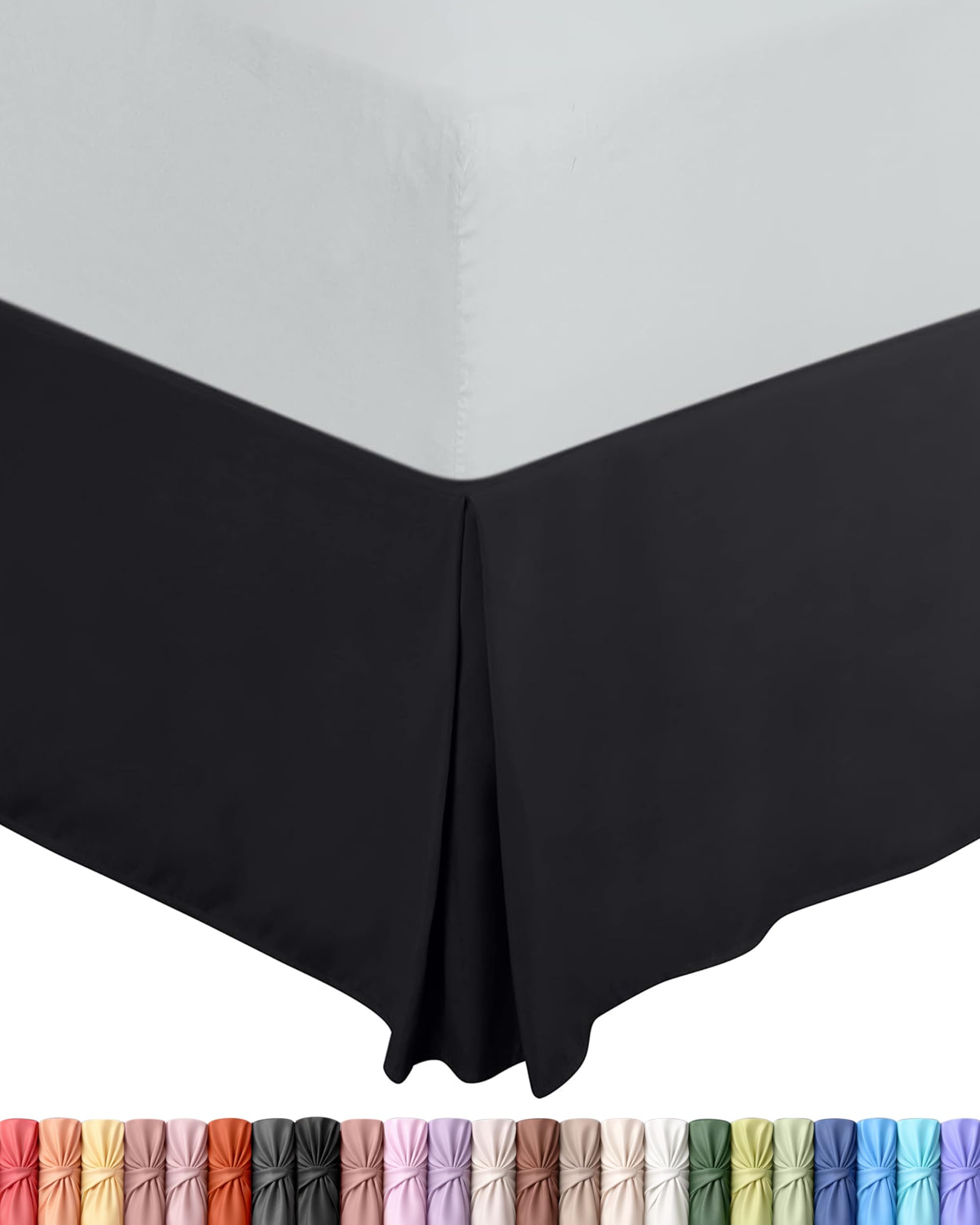 Utopia Bedding Valance Sheet King, OEKO-TEX Certified, Soft Brushed Polyester Microfiber, Fits Under the Mattress, Pleated Base Bed Skirt with a Drop of 40 cm (Black)