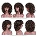 AISI HAIR Curly Afro Wig with Bangs Shoulder Length Wig Mixed Wig Curly Synthetic Wig Black Wig Afro Kinkys Curly Hair Wig Synthetic Heat Resistant Wigs Curly Full Wigs for Black Women