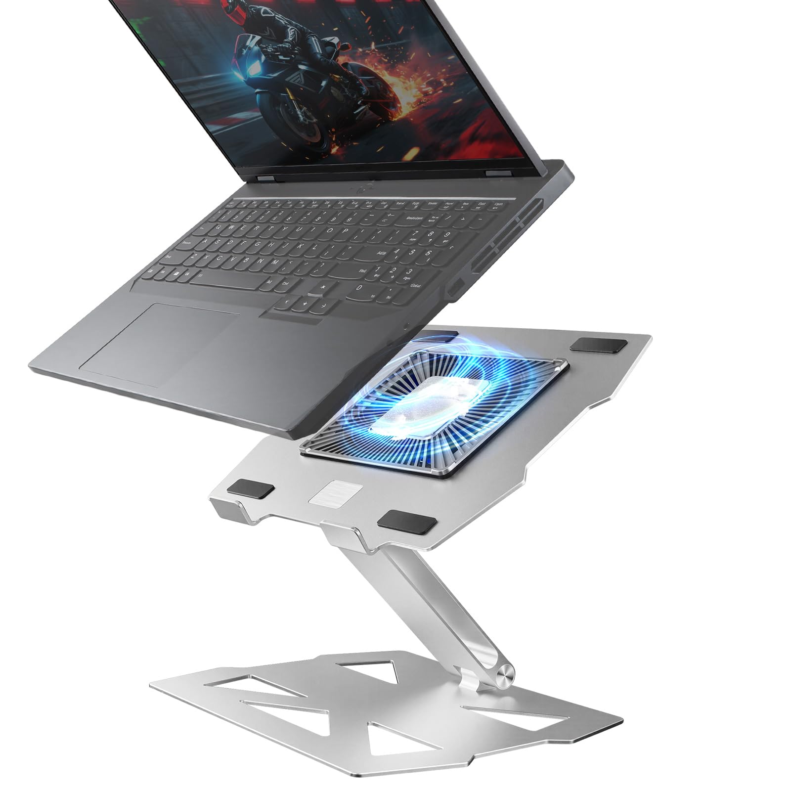 Photo 1 of IMMOENUC Laptop Cooling Stand with Peltier Cooler Adjustable Height & Angle, Whisper-Quiet Aluminum Thermoelectric Cooler for 12-19 Inch Laptops, MacBook/Dell/HP/Lenovo Fast Cooling Notebook