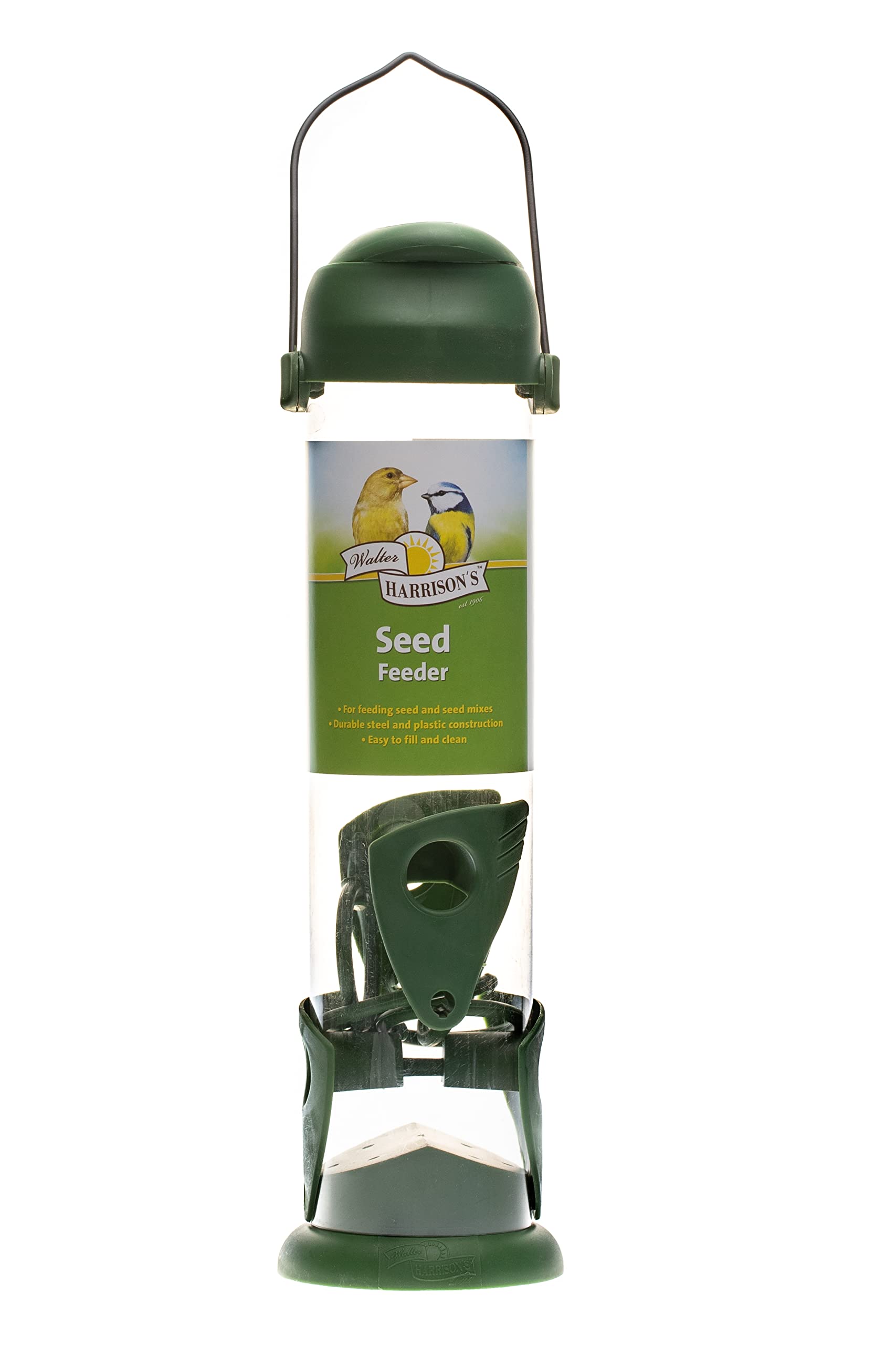 Walter Harrison's Wild Bird Flip Top Green Hanging Seed Garden Bird Feeder - Large - 30 cm