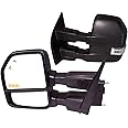 AERDM New F150 Towing Mirrors fit 2015-2018 with Auxiliary/Puddle Lights Signal Indicator and Linear arrow light Power Operation Heated Black Housing with 22pin to 8pin adapter