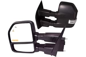 AERDM New F150 Towing Mirrors fit 2015-2018 with Auxiliary/Puddle Lights Signal Indicator and Linear arrow light Power Operation Heated Black Housing with 22pin to 8pin adapter