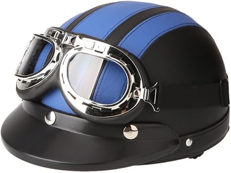 KKmoon Motorino Motociclo Casco Aperto del Fronte Mezzo Cuoio con Visiera  UV Occhiali di Protezione Retro Vintage Stile 54-60cm Nero Caschi Cromwell  Auto e Moto berjaya.edu.my