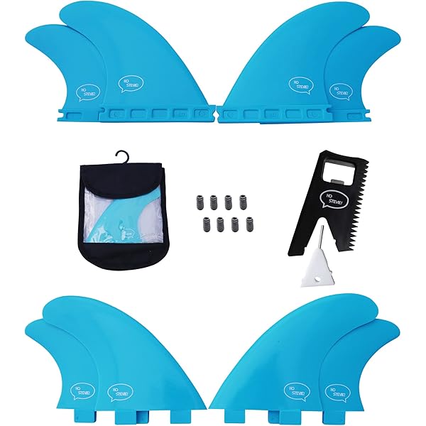 UPSURF Surfboard Fins K2.1 – 5-Fin Set (Quad + Center) Single Tab, Honeycomb Core, Choose Your Color
