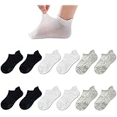 Zumou Toddler Non Slip Socks No Show Anti Skid Ankle With Grips 12 Pairs for Kids Little Girls Boys