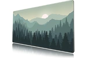 MECHANICAL CATTLE Forest Desk Mat Green Big XXL Mouse Pad Extended Large Gaming Mousepad Sunset Mountains Landscape Nature Desk Pad Keyboard Pad Mouse Mat Deskmat Computer Desktop Mat Deskpad 31.5x15.7 in