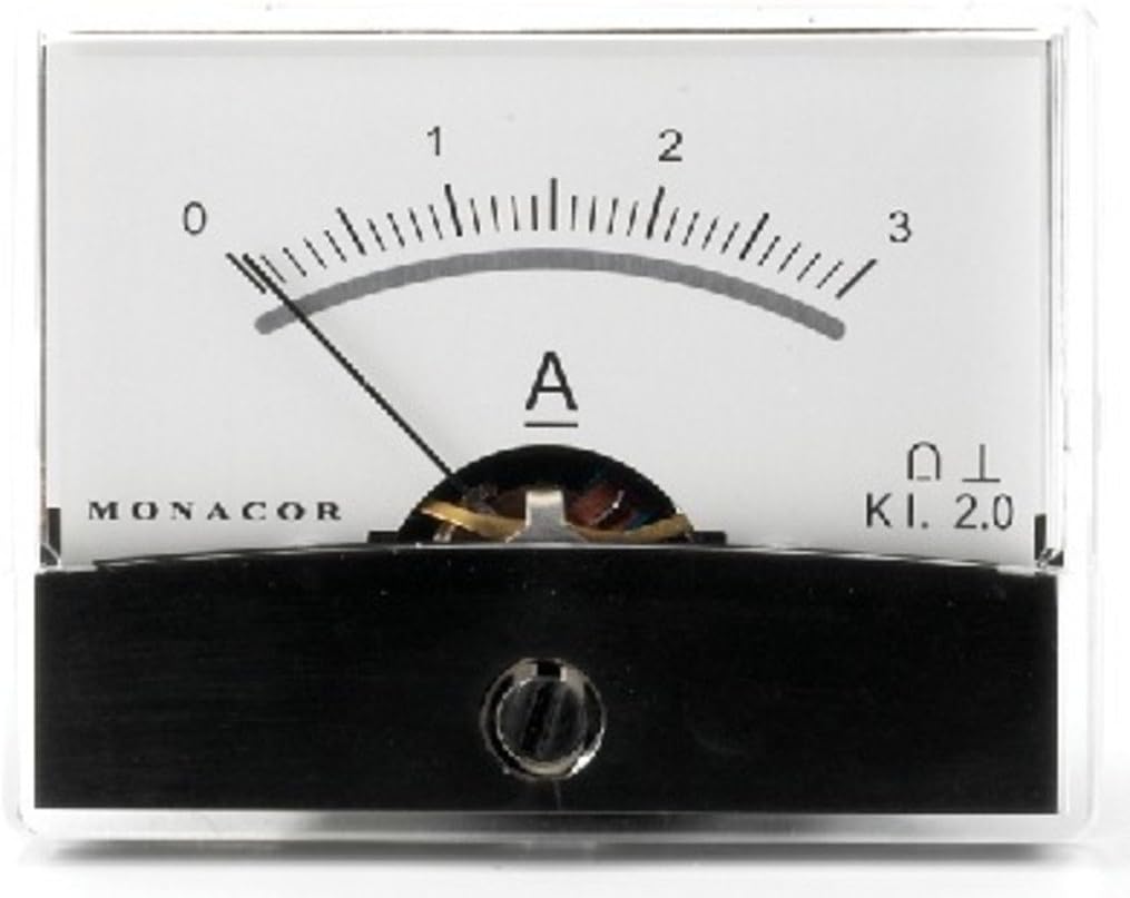 Monacor Moving Coil Panel Meter with Mirror Scale (3A, 20m Ohm)