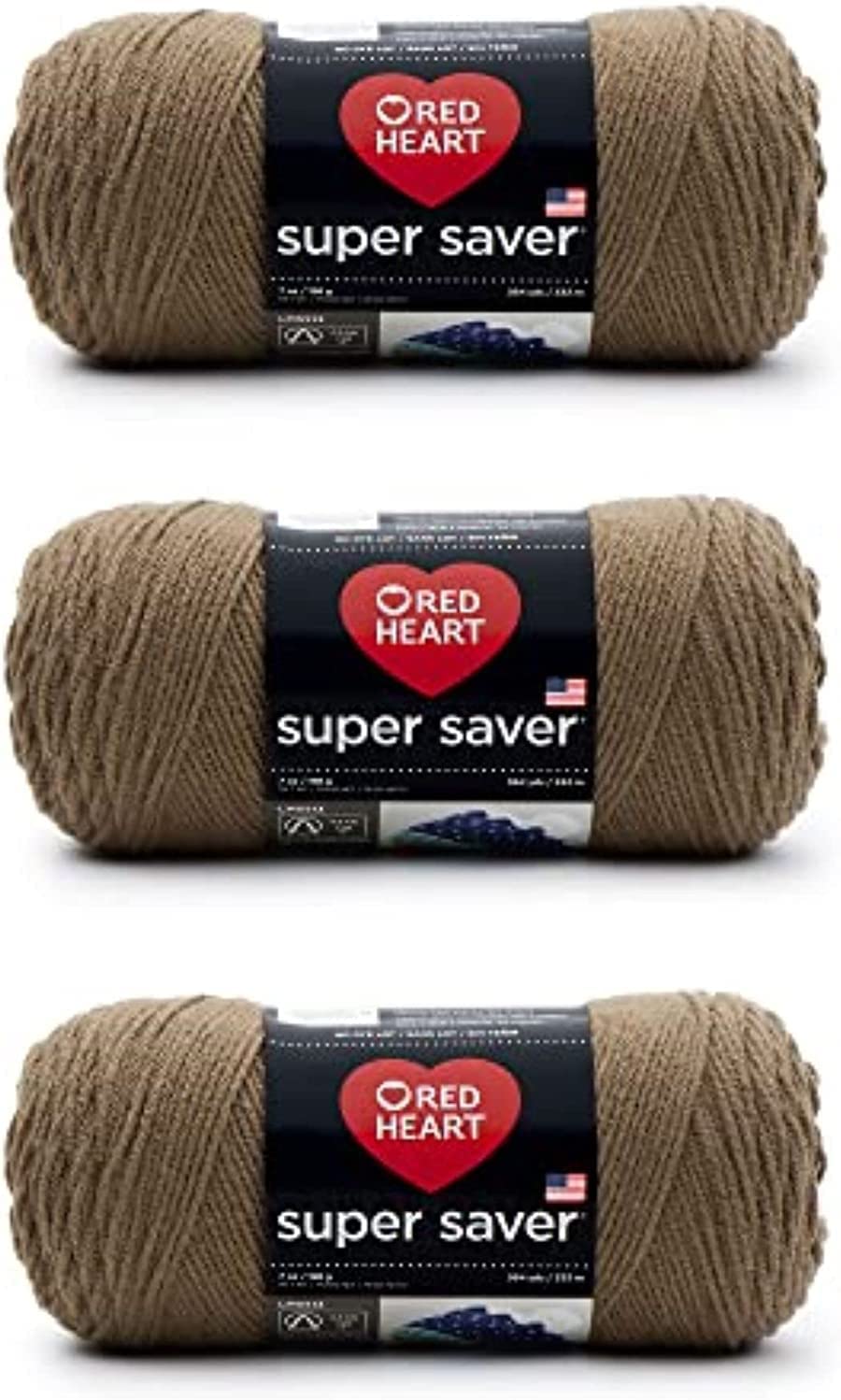 Photo 1 of Red Heart Super Saver Café Latte Yarn - 3 Pack of 198g/7oz - Acrylic - 4 Medium (Worsted) - 364 Yards - Knitting/Crochet