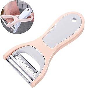 2 in 1 Peeler, Potato Peeler, Vegetable Peeler, Peelers for Kitchen , with Rotating Serrated Straight and Stainless Steel Slicer Blades (blue)