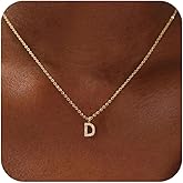 FISSEN JEWELRY Gold Initial Necklaces for Women, Dainty 14K Gold Plated Letter Tiny A-Z Pendant Choker Necklace Trendy Cute Personalized Name Jewelry Necklace for Women Gift