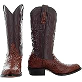 Soto Boots Men's Ostrich Print Cowboy Boots, Exotic Print Men's Cowboy Boots, Western Boots For Men H7002
