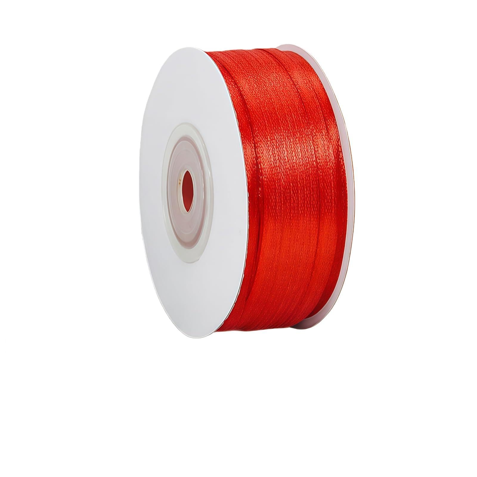Red Ribbon 3mm for Gift Wrapping 91M,Red Satin Ribbon 3mm Thick for Crafting Cake,Hair Bow,Polyester Ribbon Christmas Decoration,Wedding Car Decor
