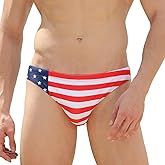 EASEJUICY Mens Swim Briefs Print American Flag Swimwear Star and Stripes Sexy Swimsuits Designer Style Bathing Suit