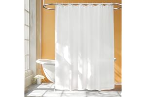 Seenus Waterproof Fabric Shower Curtain Liner with 3 Large Magnets, White Cloth Shower Liner Machine Washable, 72 x 72 inch H