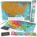 Newverest Scratch Off Map of The USA - for Kids & Adults, Premium Travel Map Poster Fits 24 x 17 inches Frame - with 50 Animal Cards, Scratch Tools, Storage Bag & Gift Tube