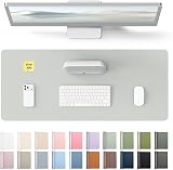YSAGi Leather Desk Mat Large 60x35 cm Non-Slip Waterproof Light Grey