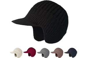 KVOTUU Cozy Head Beanie with Earflap for Men Women Winter Fleece Line Outdoor Warm Thermal Knit Hat Stocking Caps with Brim