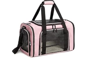 ROSEBB Cat Carrier Dog Carrier Pet Carrier Cat Bags for Small Medium Cats Dogs Puppies of 15 Lbs,of Airline Approved Small Dog Bag Soft Sided,Collapsible Travel Puppy Carrier (Medium, Pink)