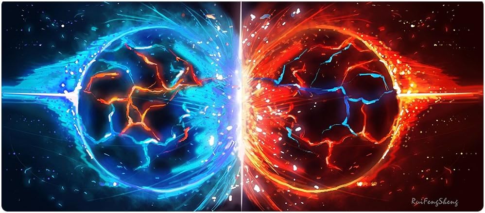Ruifengsheng Extended Gaming Mouse Pad XXL Mouse Mat Large Mouse Pad Non-Slip Rubber Mice Pads Stitched Edges - 35.4”x15.7” (90x40 Two balls013)