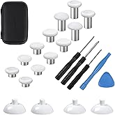 RALAN Replacement Interchangeable Thumbsticks Joysticks Repair Kit for Xbox One, Xbox Series X/S, PS4/PS5/NS Pro Controllers, 3 Height Plastic Base, 5 Grip Designs (White)