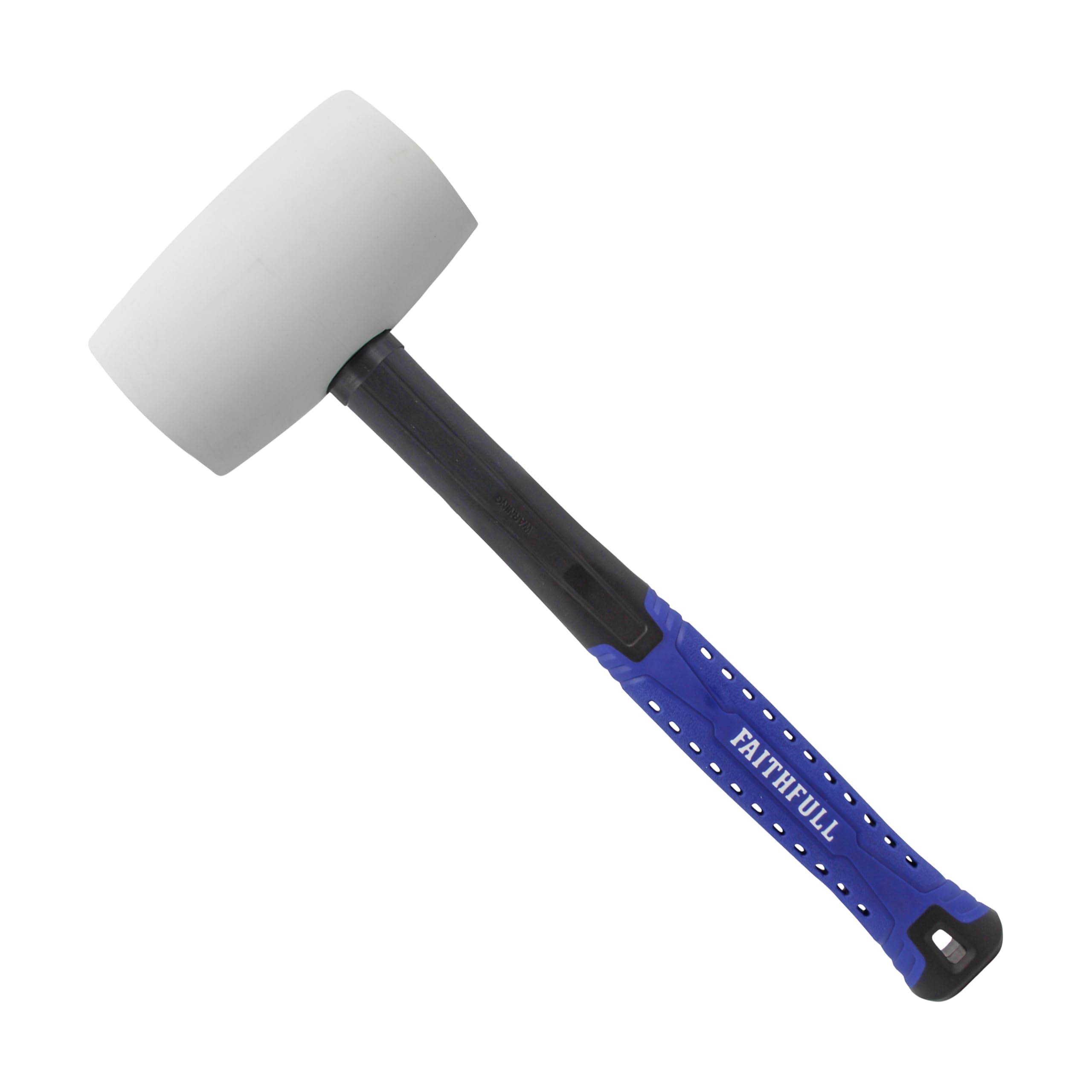 Faithfull White Rubber Mallet 907g (32oz) – Non-Marking Rubber Head with High-Strength Fibreglass Shaft & Ergonomic Grip for Assembly, Flooring & Non-Damaging Striking Tasks