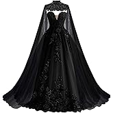 Mauuwy Beaded Wedding Dresses for Brides Victorian's Wedding Gowns with Cape Flowers Bride Dress for Women