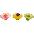 Charles Viancin Wine Bottle Stopper-Lily Pad, Sunflower & Hibiscus, Set of 3, multicolor