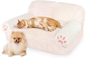 CHENOVE Pet Couch Bed for Cat & Dog, Fluffy Cat Beds for Indoor Scratching Lounge with Removable Washable Cover, Non-Slip Bot