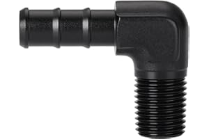 Podavelle 1/4 NPT Male to 3/8 Hose Barb Fitting Adapter 90 Degree Aluminum Black