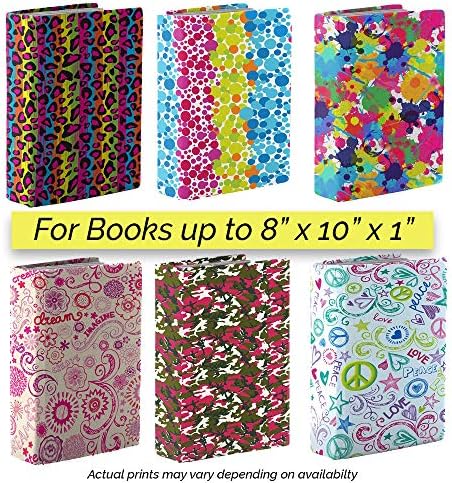 Stretchable Standard Size Book Covers, 6 Pack, Assorted Patterns, Fits Books Up to 8"x10"
