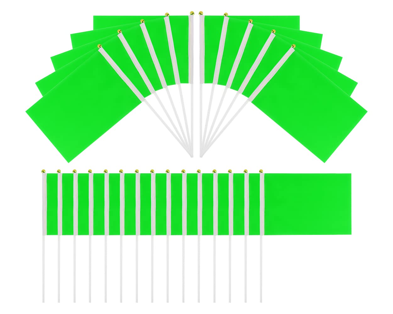 SCSpecial Small Flags 25 Pieces Mini Handheld Flags on Stick 8.2 Inch x 5.5 Inch Outdoor Flags for Parades and Decoration (Green)