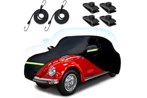 BETERNY Car Covers for 1960-1980 Beetle Bug Sedan 2-Door, Waterproof All Weather Beetle Full Car Cover 210T Custom-fit Outdoor Windproof Cover with Door Zipper Up to 167”L(Black)