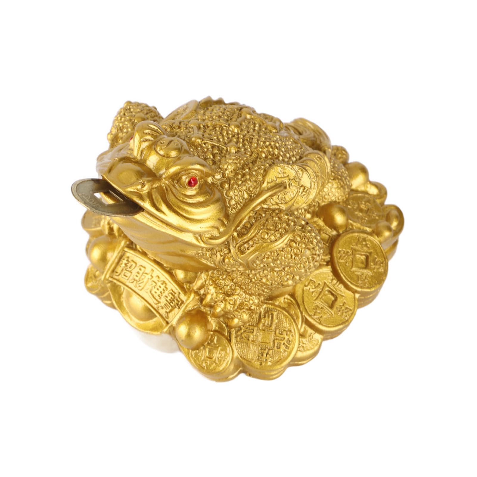 FTVOGUE Lucky Golden Frog Feng Shui Toad Wealth Coin Toad Decor