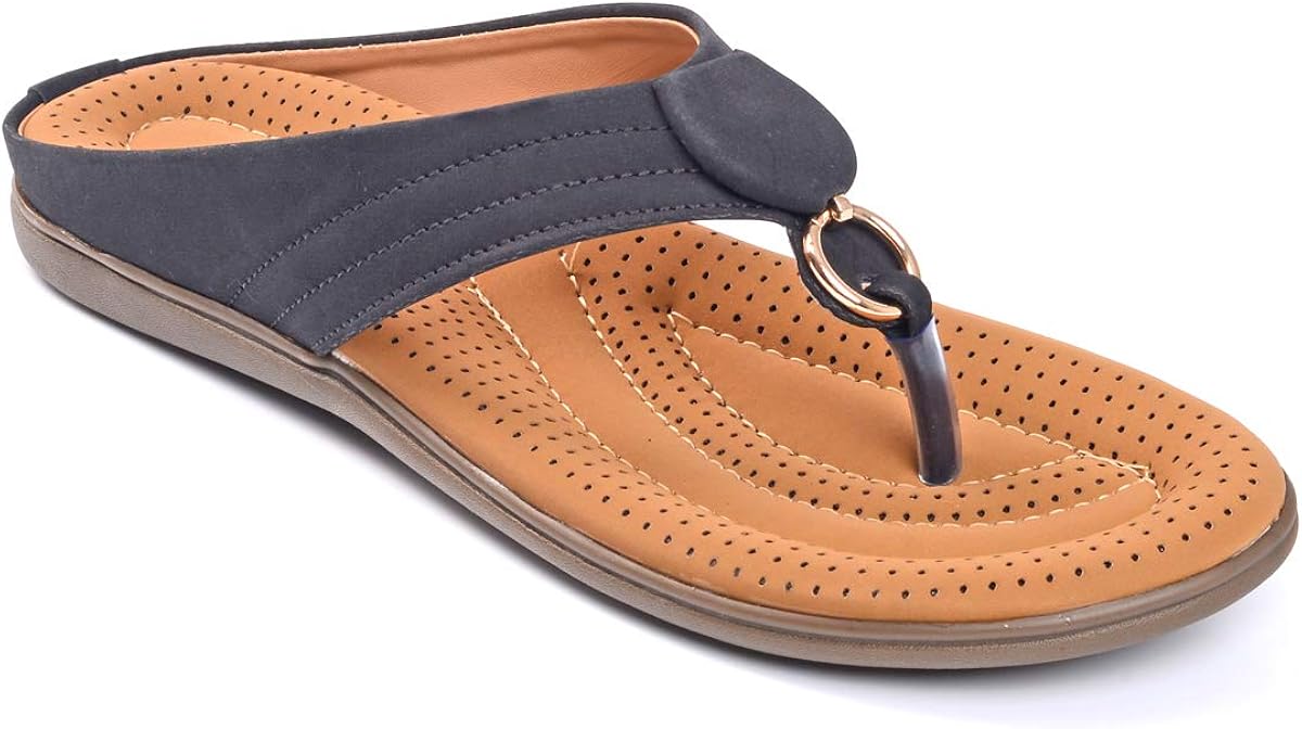 Amazon.com | JOY Women Casual Synthetic Leather Front Soft Lightweight Comfortable Footbed 
