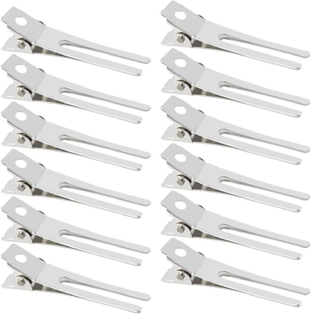 Nydotd 60PCS 1.8 Inches Hairdressing Double Prong Metal Alligator Hair